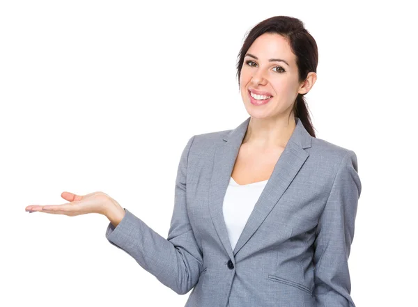 Beautiful brunette businesswoman in business suit — ストック写真