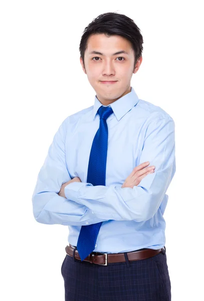 Asiático bonito homem de negócios em camisa azul — Fotografia de Stock