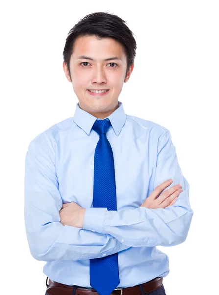 Asiático guapo hombre de negocios en azul camisa — Foto de Stock