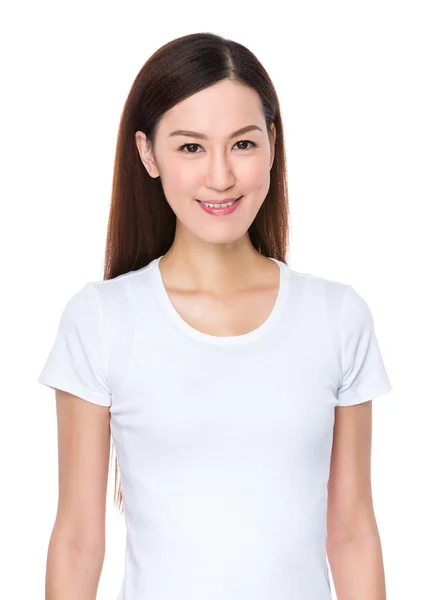 Asian young woman in white t-shirt — Stock Photo, Image