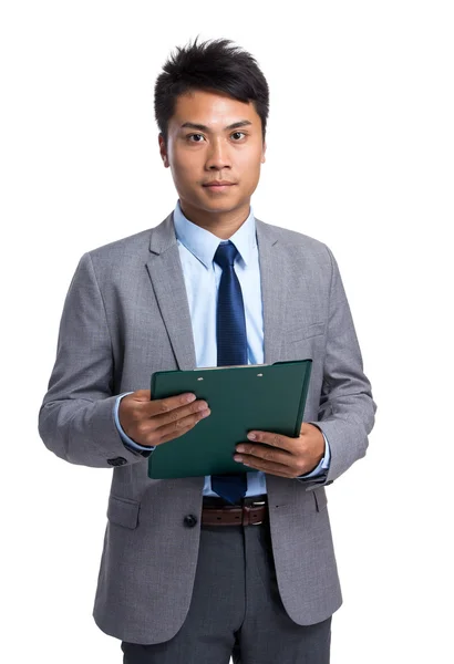Азиатский красивый бизнесмен в сером костюме — стоковое фото