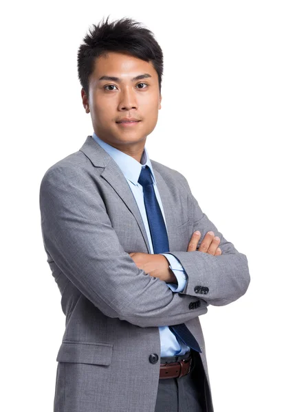 Asian handsome businessman in grey suit — Stock Photo, Image