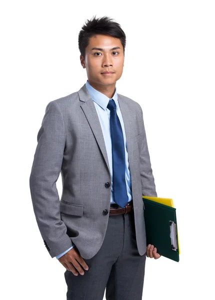 Asian handsome businessman in grey suit — Stock Photo, Image