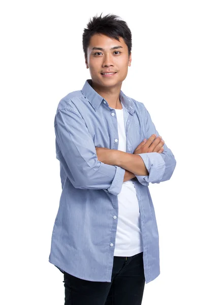 Asian handsome man in blue shirt — Stock Photo, Image