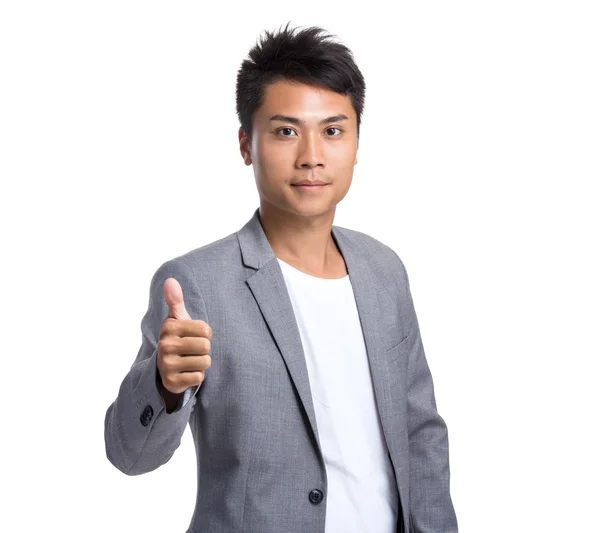 Asijské pohledný podnikatel v šedé sako — Stock fotografie