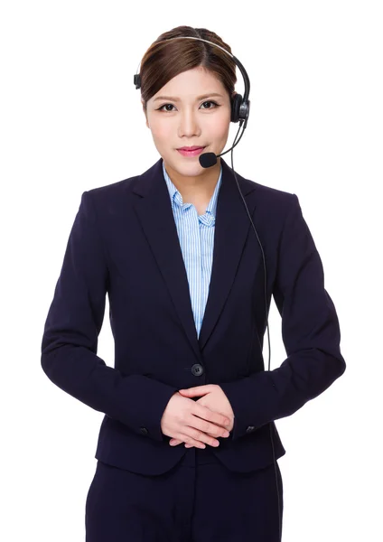 Asian female call center officer — Stok fotoğraf