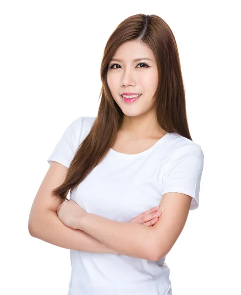 Asian young woman in white t-shirt — Stock Photo, Image