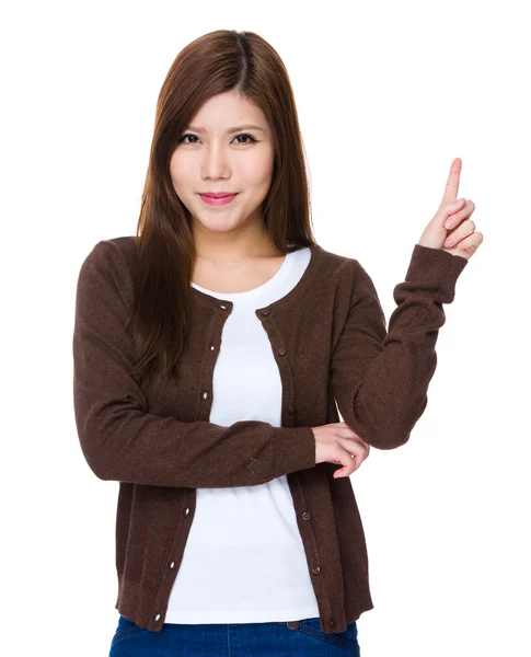 ผู้หญิงสาวเอเชียใน cardigan สีน้ําตาล — ภาพถ่ายสต็อก