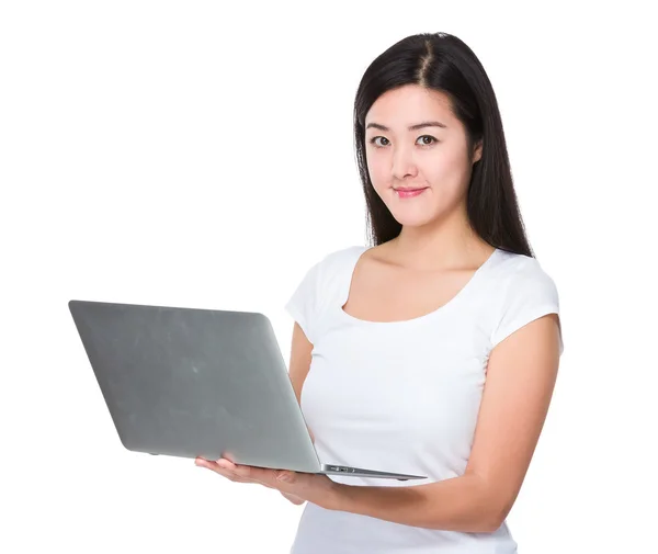 Asian young woman in white t-shirt — Stock Photo, Image