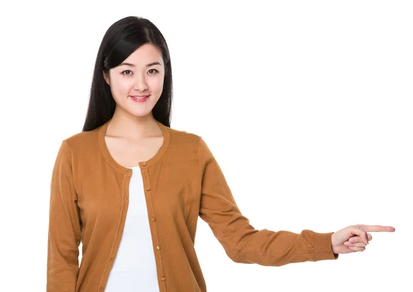 Asian young woman in brown cardigan — Stock Photo, Image