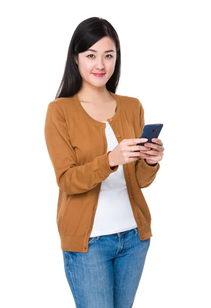 Asian young woman in brown cardigan — Stock Photo, Image