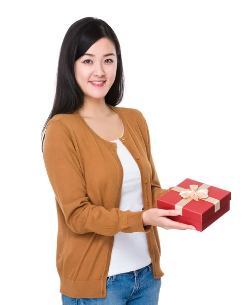 Asian young woman in brown cardigan — Stock Photo, Image