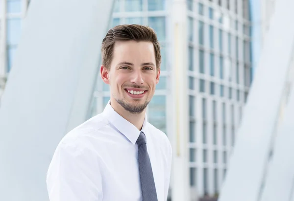 Caucasian handsome businessman in white shirt — Stock Photo, Image