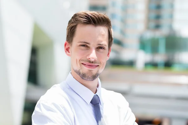 Caucasian handsome businessman in white shirt — Stock Photo, Image