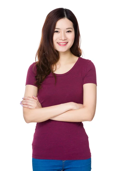 Asiatique jeune femme en rouge t-shirt — Photo