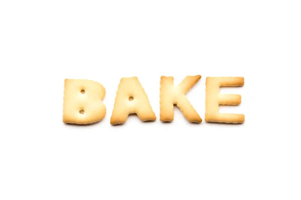 Word bake cookie isolated on white — Zdjęcie stockowe