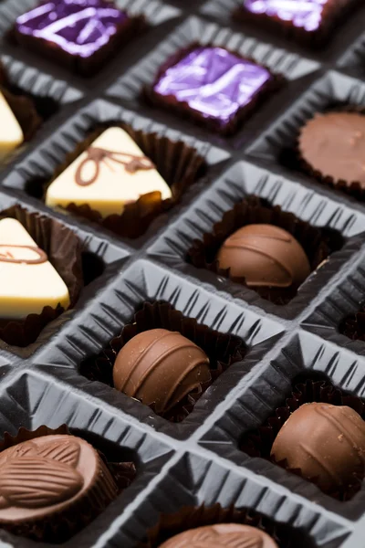 Close up shot of chocolates box — Stock Photo, Image