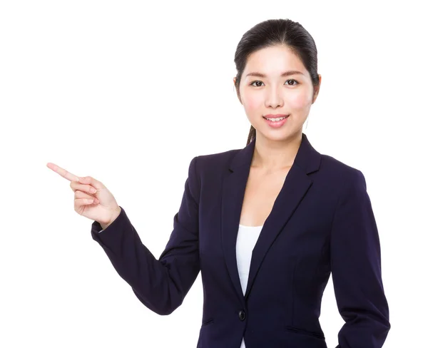 Young asian businesswoman with finger point up — Stock Photo, Image