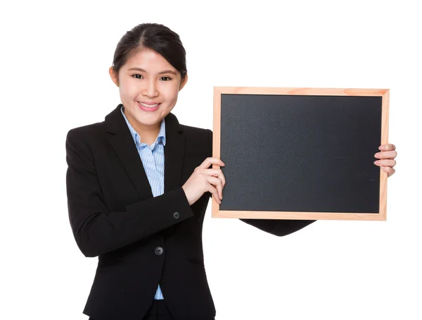 Asian businesswoman with chalkboard — Stock Photo, Image