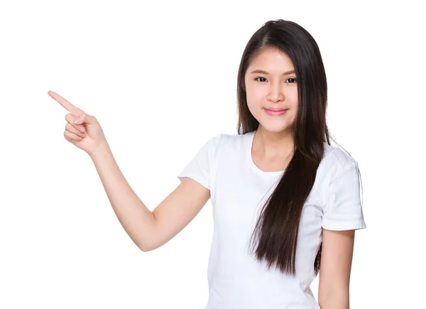 Young asian girl with finger point up — Stock Photo, Image