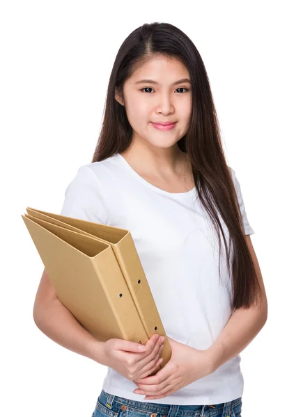 Young woman holding folder — Stock Photo, Image