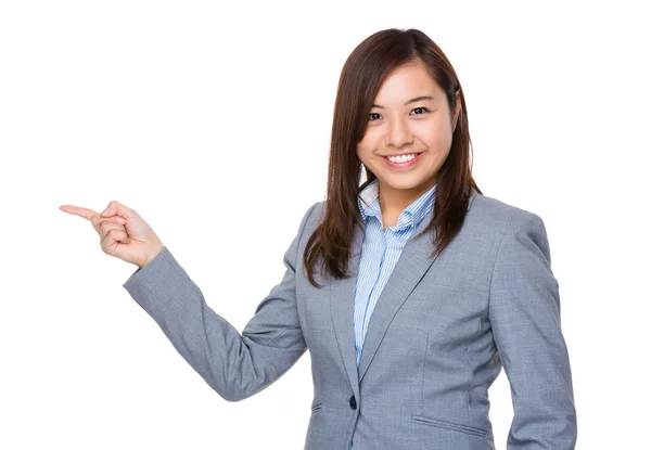Junge asiatische Geschäftsfrau mit dem Finger nach oben — Stockfoto