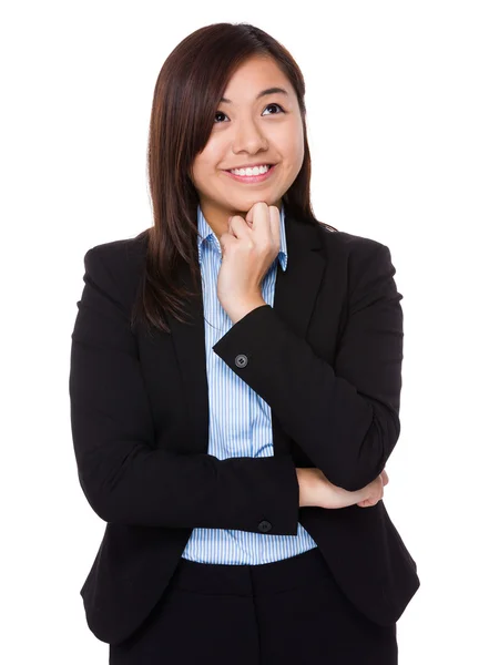 Aziatische zakenvrouw denken van het idee — Stockfoto