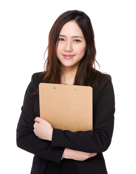Young businesswoman  with clipboard — Stock Photo, Image