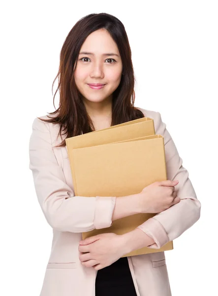 Mulher de negócios asiática com pastas — Fotografia de Stock