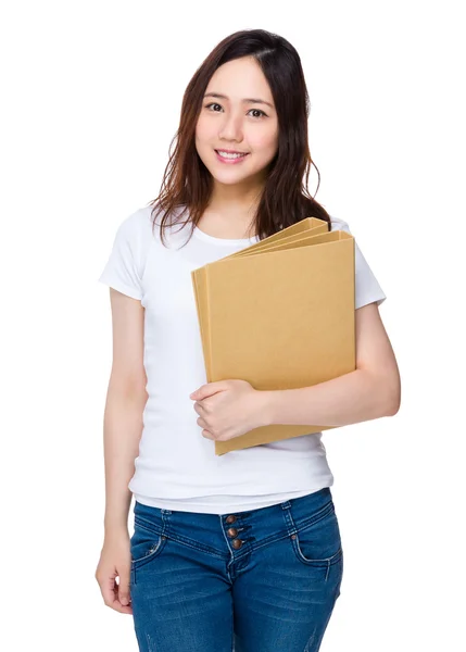 Young asian lady with folder — Stock Photo, Image