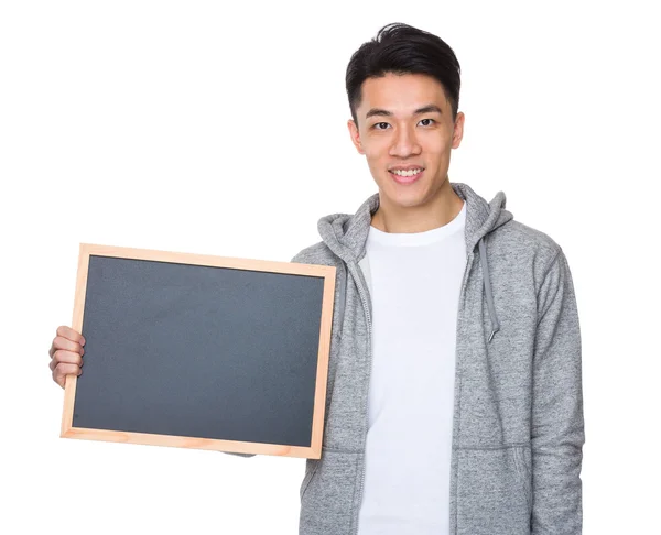 Asian man  with chalkboard — Stock Photo, Image