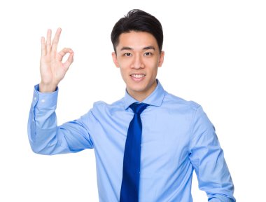 ok işareti jest ile Asya iş adamı