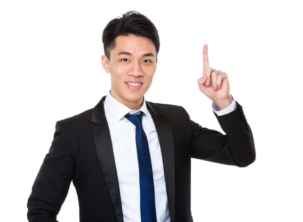 Asiatiska affärsman med finger pekar upp — Stockfoto