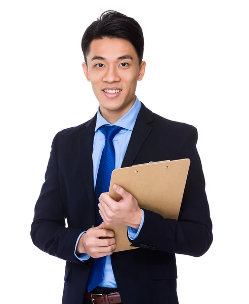 Hombre de negocios asiático con portapapeles , —  Fotos de Stock