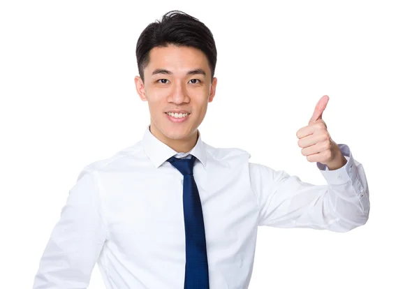 Asiático hombre de negocios con el pulgar hacia arriba gesto — Foto de Stock