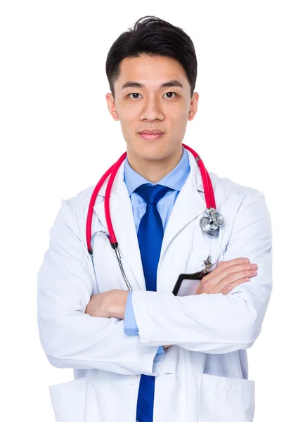 Asian doctor on white — Stock Photo, Image