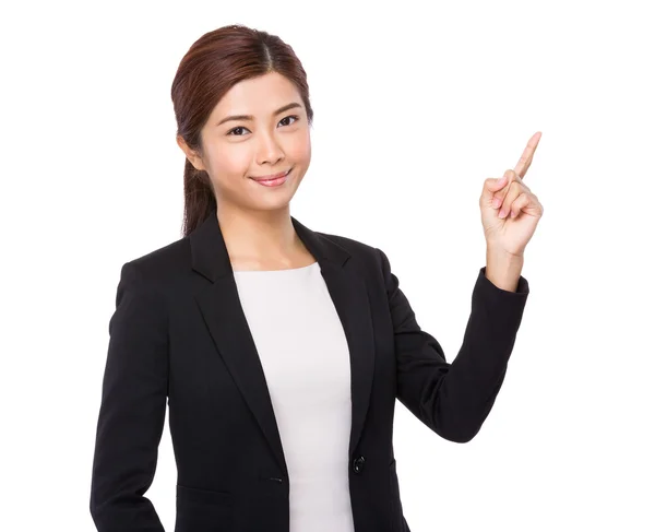 Business woman with finger point up — Stock Photo, Image