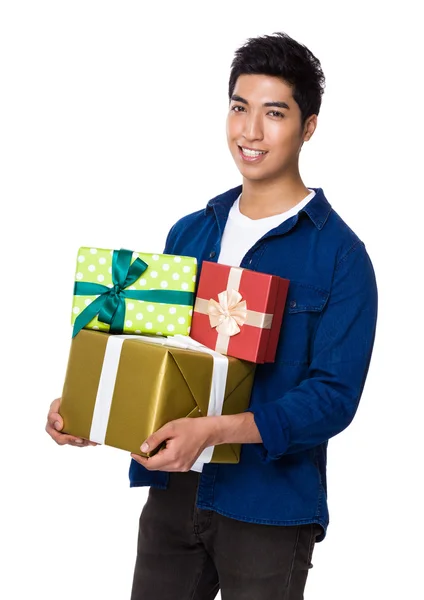 Aziatische jonge man in blauw shirt — Stockfoto