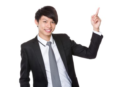 parmak noktası ile genç işadamı