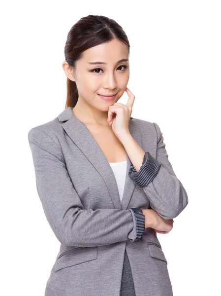 Joven mujer de negocios asiática en traje de negocios — Foto de Stock