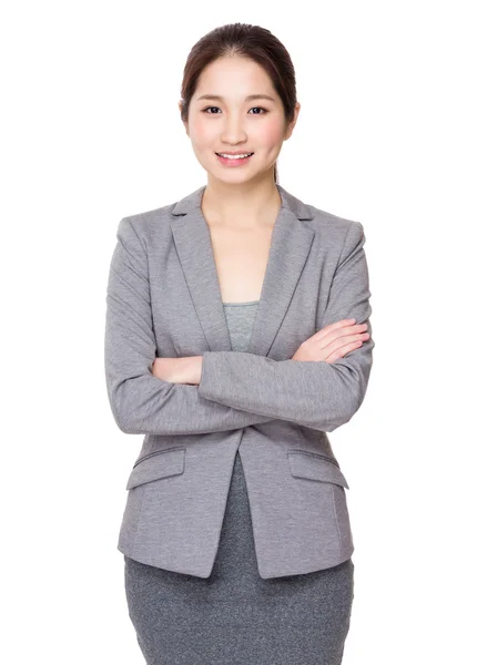 Joven mujer de negocios en blanco — Foto de Stock