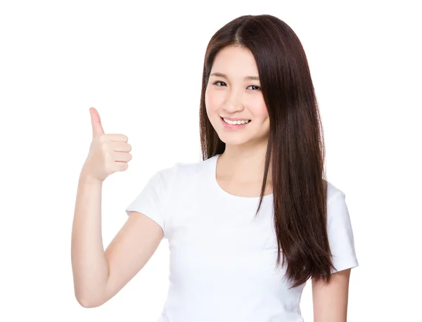 Asian woman with thumb up — Stock Photo, Image
