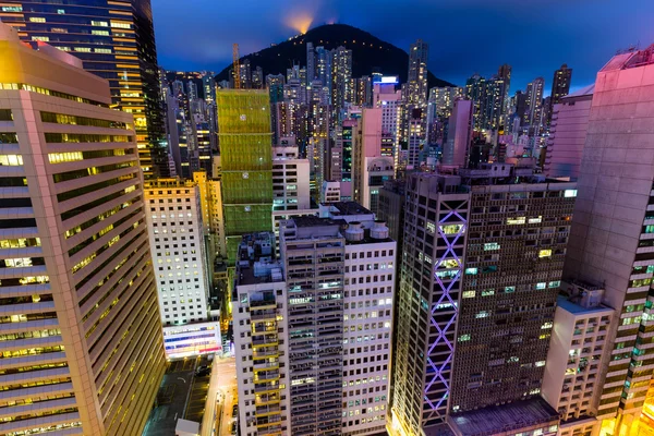 Hong kong office buildings at night — Stock Photo, Image