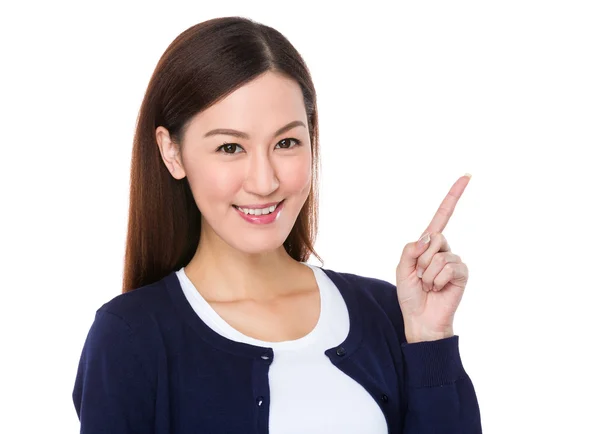 Asian young woman in blue cardigan — Stock Photo, Image