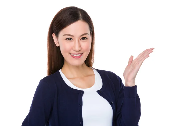 Asian young woman in blue cardigan — Stock Photo, Image