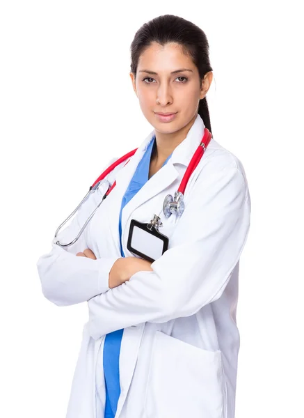 Woman doctor in white coat — Stock Photo, Image