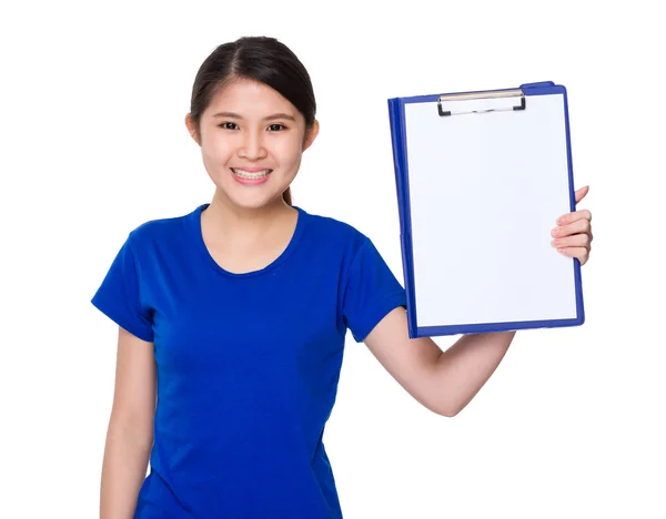 Asian young woman in blue t-shirt — Stock Photo, Image