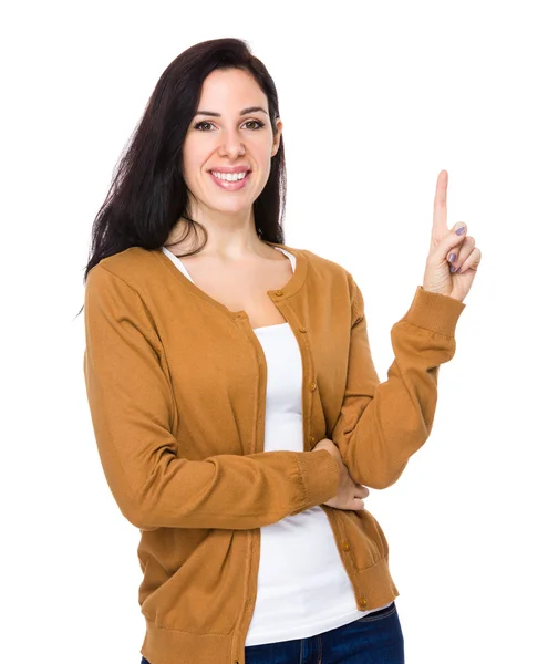 Young brunette woman in brown cardigan — Stock Photo, Image