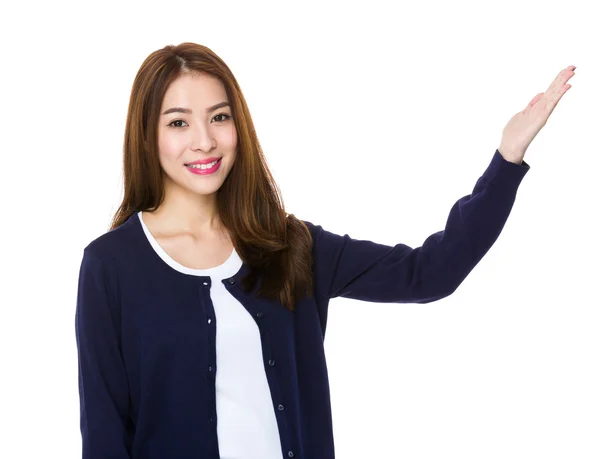 Asian young woman in blue cardigan — Stock Photo, Image