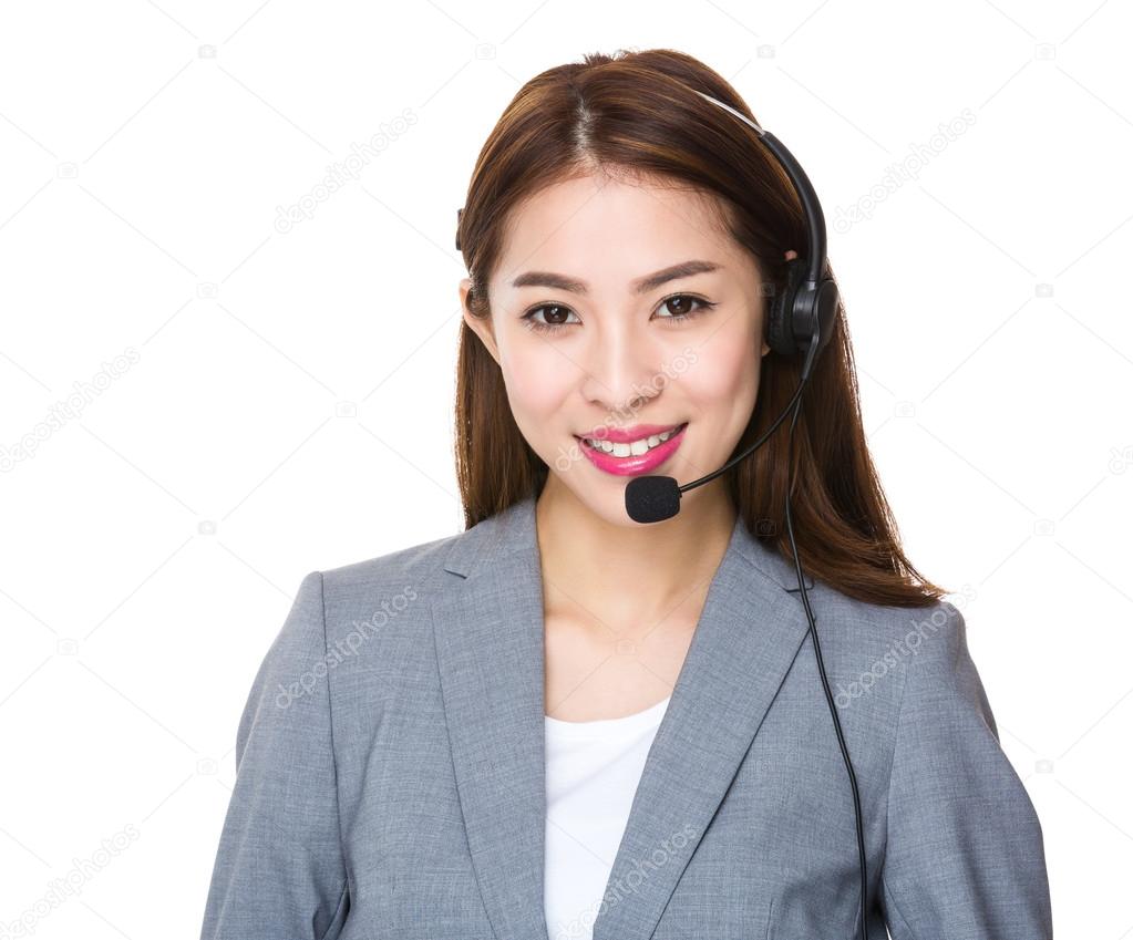 customer service assistant with headset